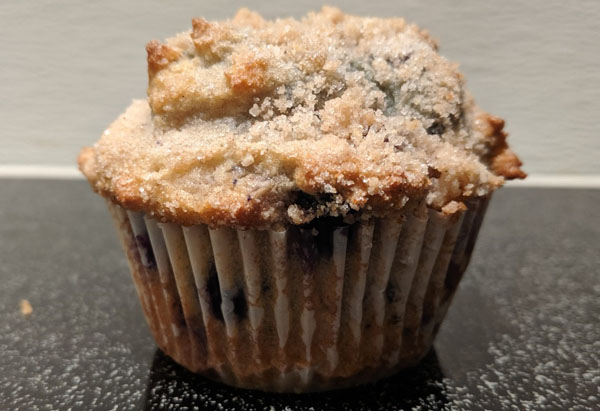 closeup of gluten-free blueberry muffin