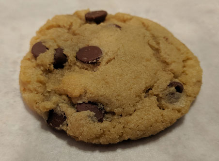 closeup of gluten-free dairy-free chocolate chip cookie