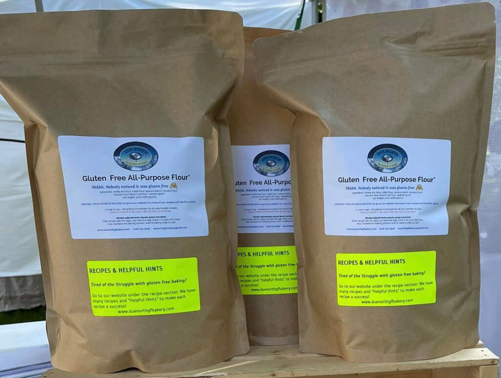 photo of three bags of due north gluten-free flour